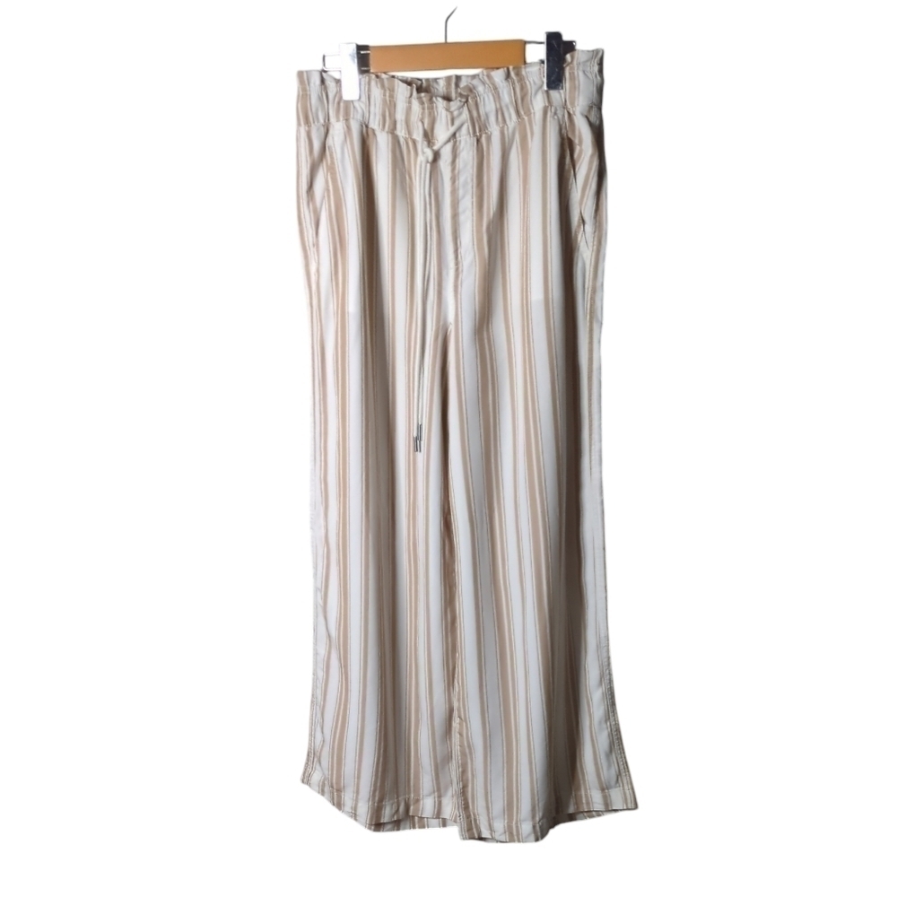 NWT Loft Wide Leg Paperbag Waist Pull On Striped Pants Small Lyocell